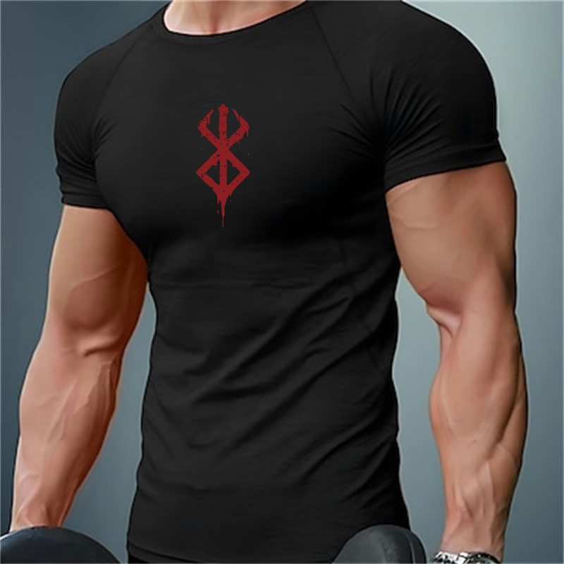 Summer Gym Clothing - Men's Print Compression Shirts Summer Short