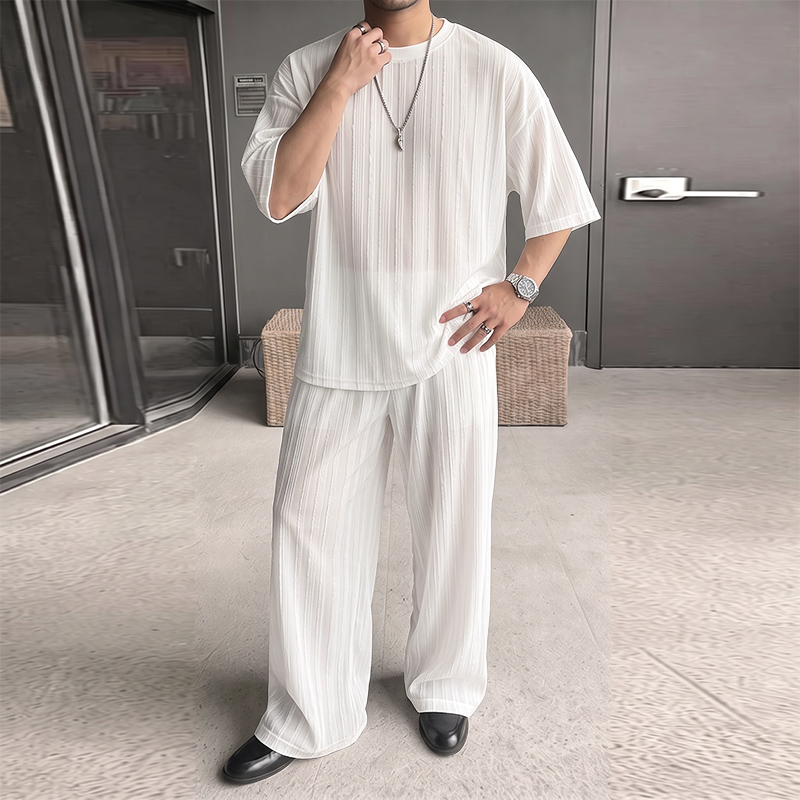 INCERUN Men's Sets Striped See - Summer Clothes Fashion review and price