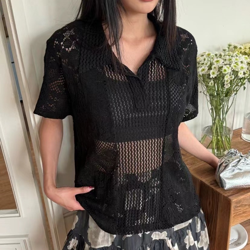 Retro  Collar Lace Shirt Women - Summer Clothing Online review and price