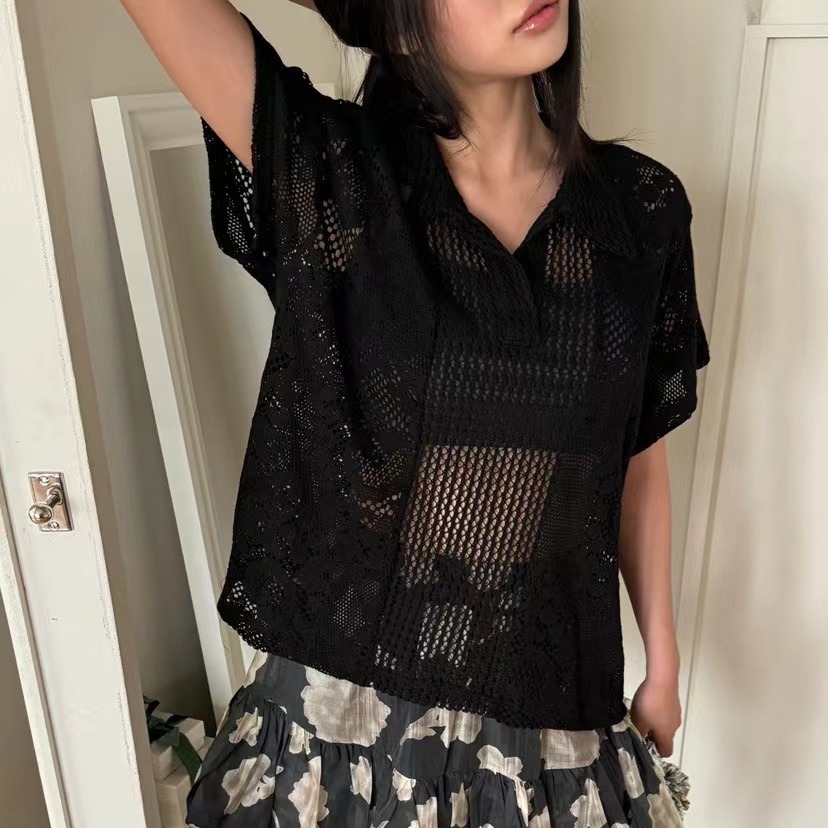 Retro  Collar Lace Shirt Women - Summer Clothing Online review and price